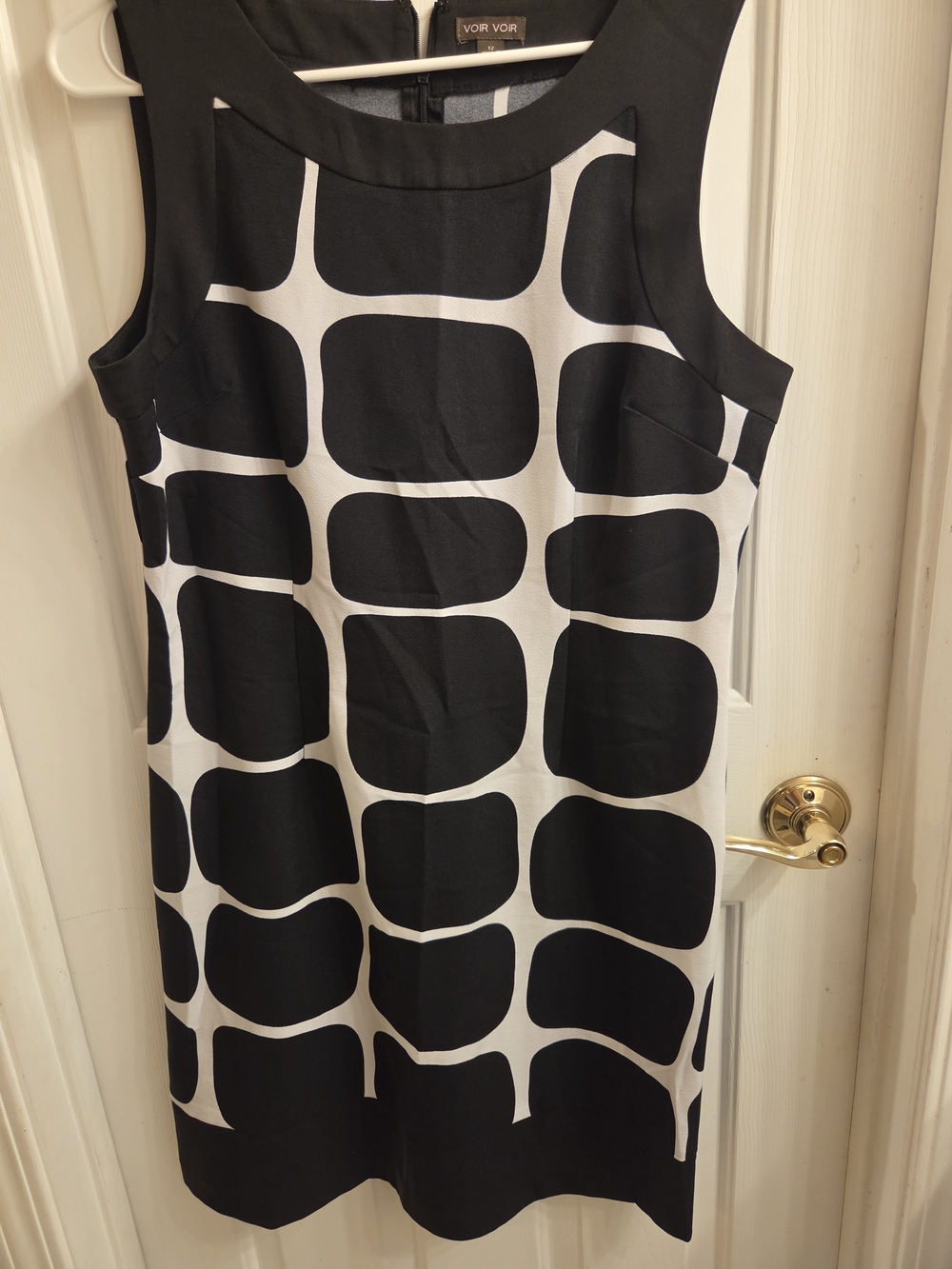 Voir Voir Black & White Geometric Block Midi Dress